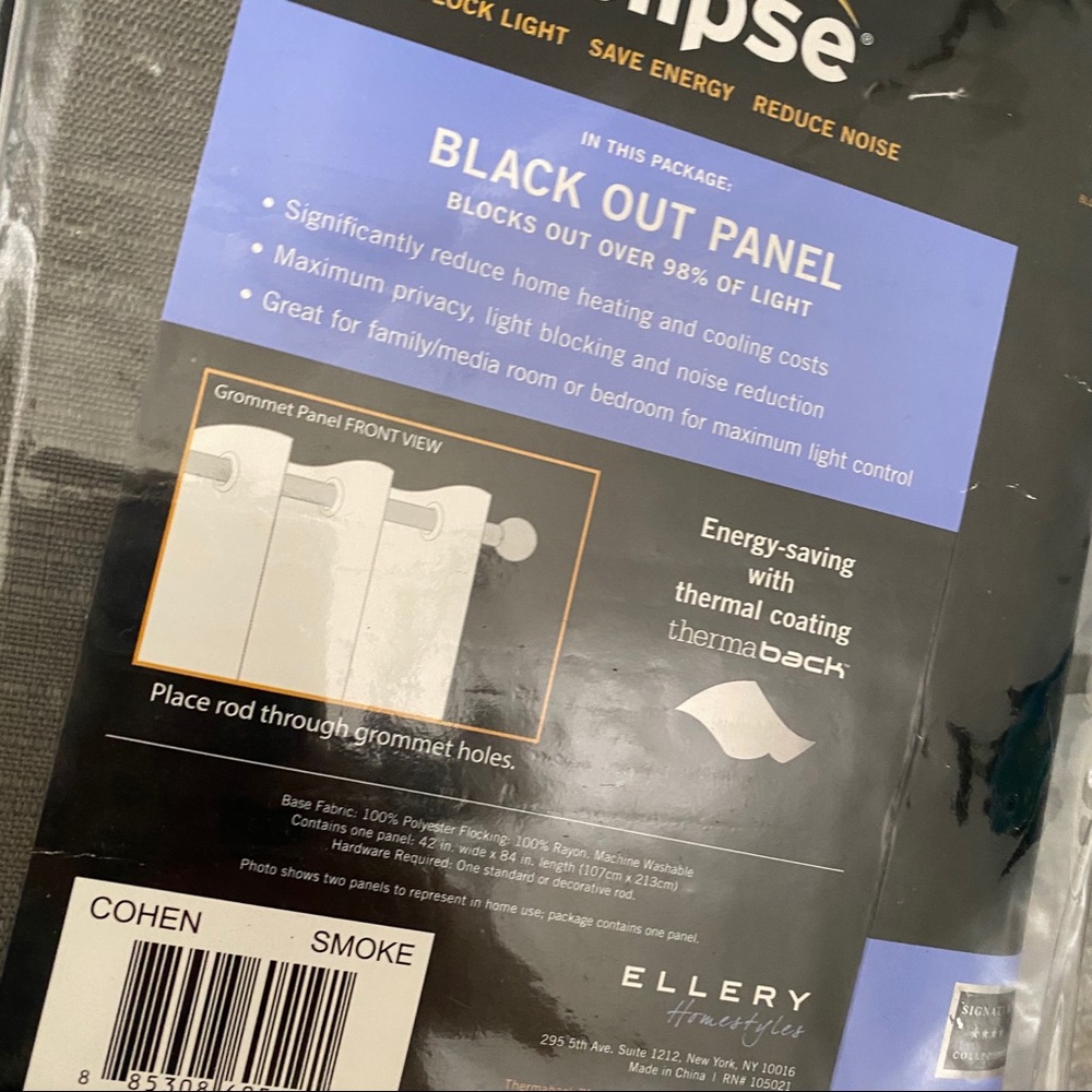 Eclipse curtain grommet black out panel 2 pannel - Picture 3 of 4